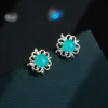 Factory direct supply of new Chinese-style blue crystal ear studs, retro lace, high-end hollowed-out earrings, wholesale of women's earrings in stock details Picture